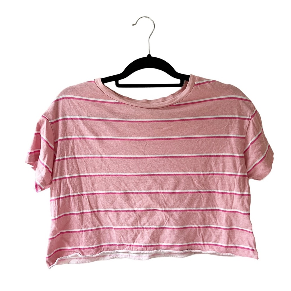 PINK VICTORIA’S SECRET Pink and White Strip Crop Top Relaxed Fit Women’s XS